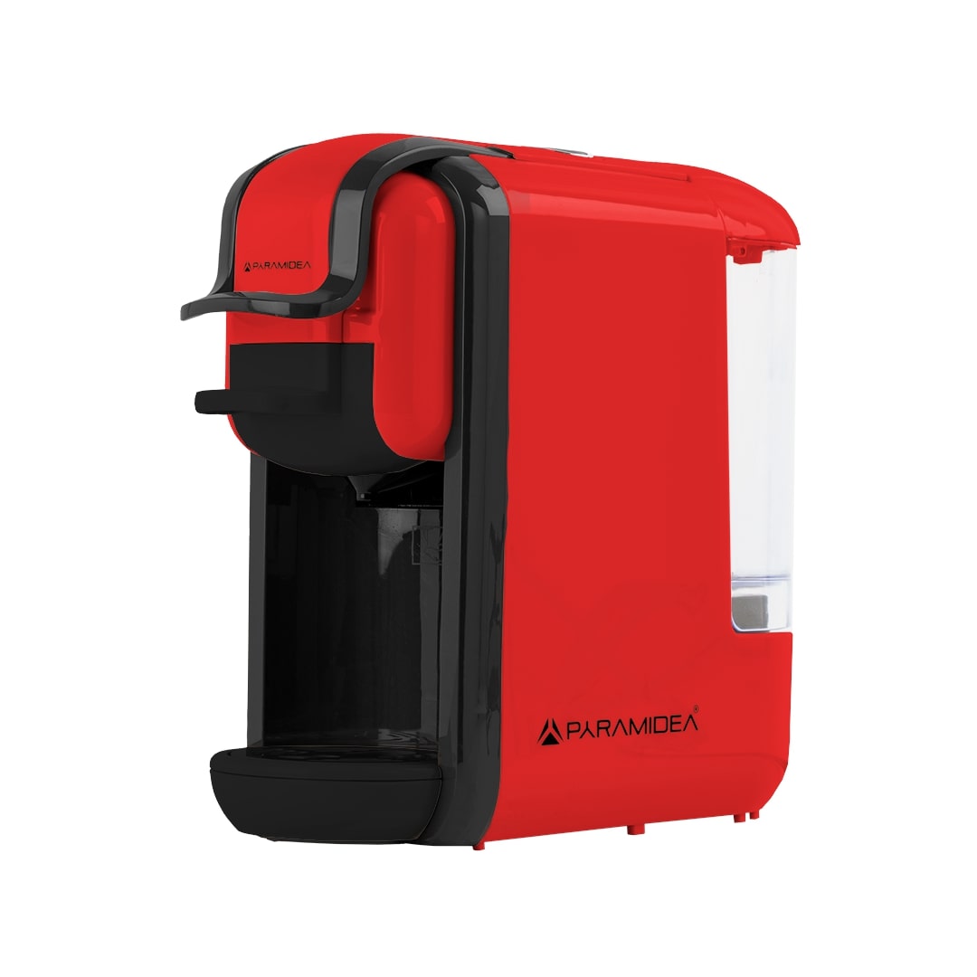 PYRAMIDEA Macchina per Caffè 3 in 1 Compatibile Nespresso Dolcegusto e Cialde Bevande Fredde da 0,6L Rosso