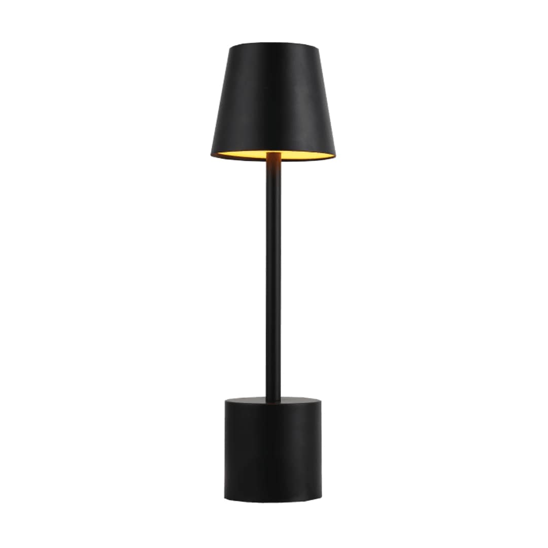 PYRAMIDEA Lampada Nera da Tavolo Senza Fili Ricaricabile con Presa USB, 3 Luci Led Diversa Intensità LRP11N