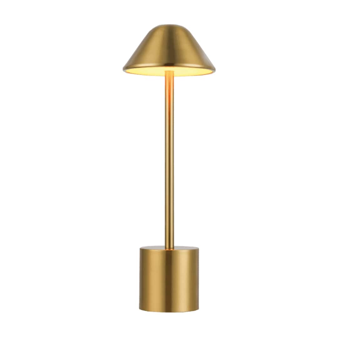 PYRAMIDEA Lampada Oro da Tavolo Senza Fili Ricaricabile con Presa USB, 3 Luci Led Diversa Intensità LRP12G