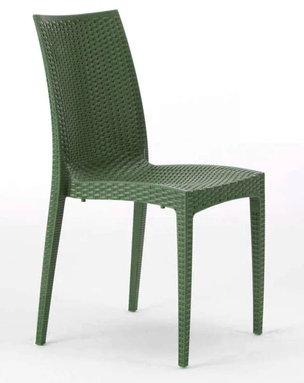 set da 4 Sedie In Plastica Da Giardino E Da Esterno Stile Rattan Verde