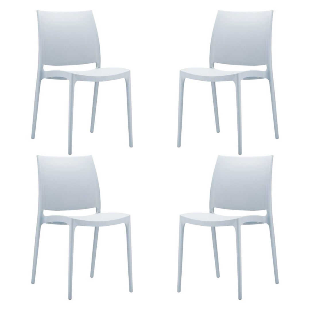 BUYBUY Kit 4 Sedie Roma in PP , robusta e moderna, impilabili Bianche KITROM001W