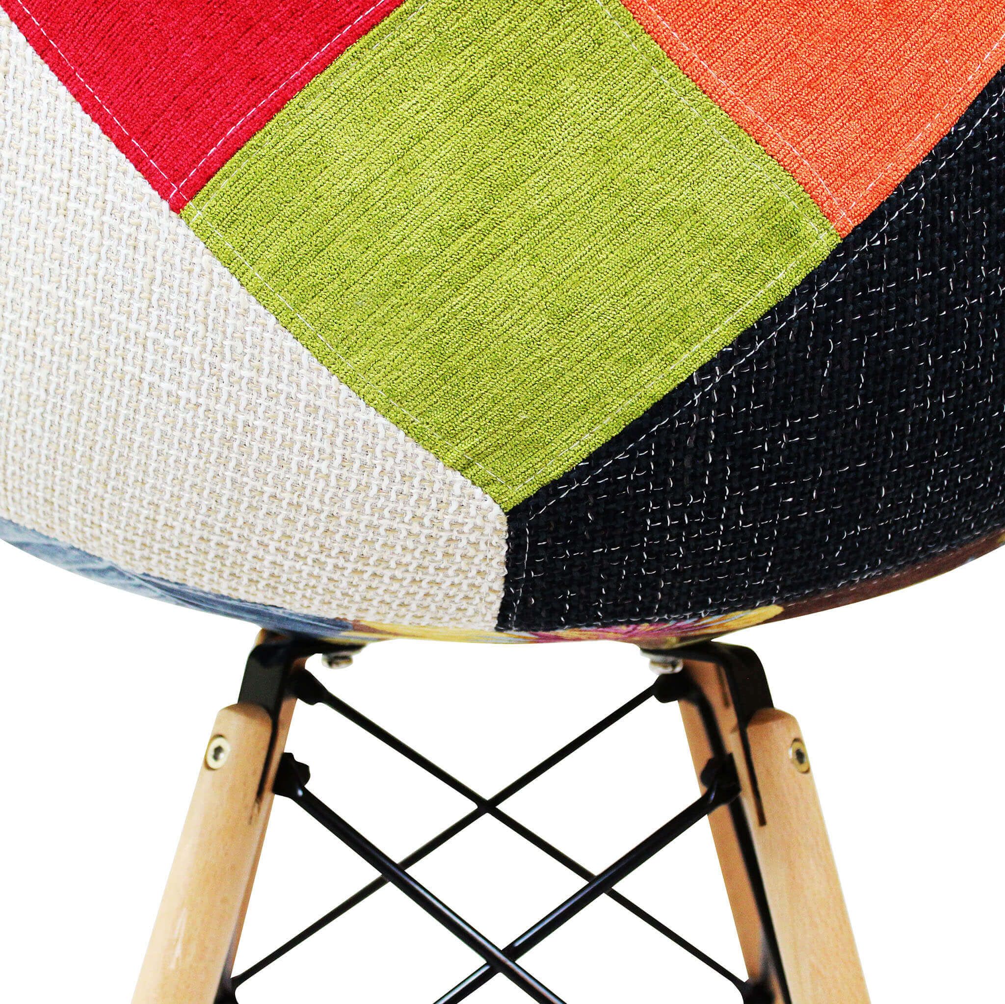 BUYBUY Kit 2 Sedie serie Picasso in PP con seduta in spugna ricoperta con stoffa in stile patchwork, piedi in legno di faggio e metallo KITPIC001