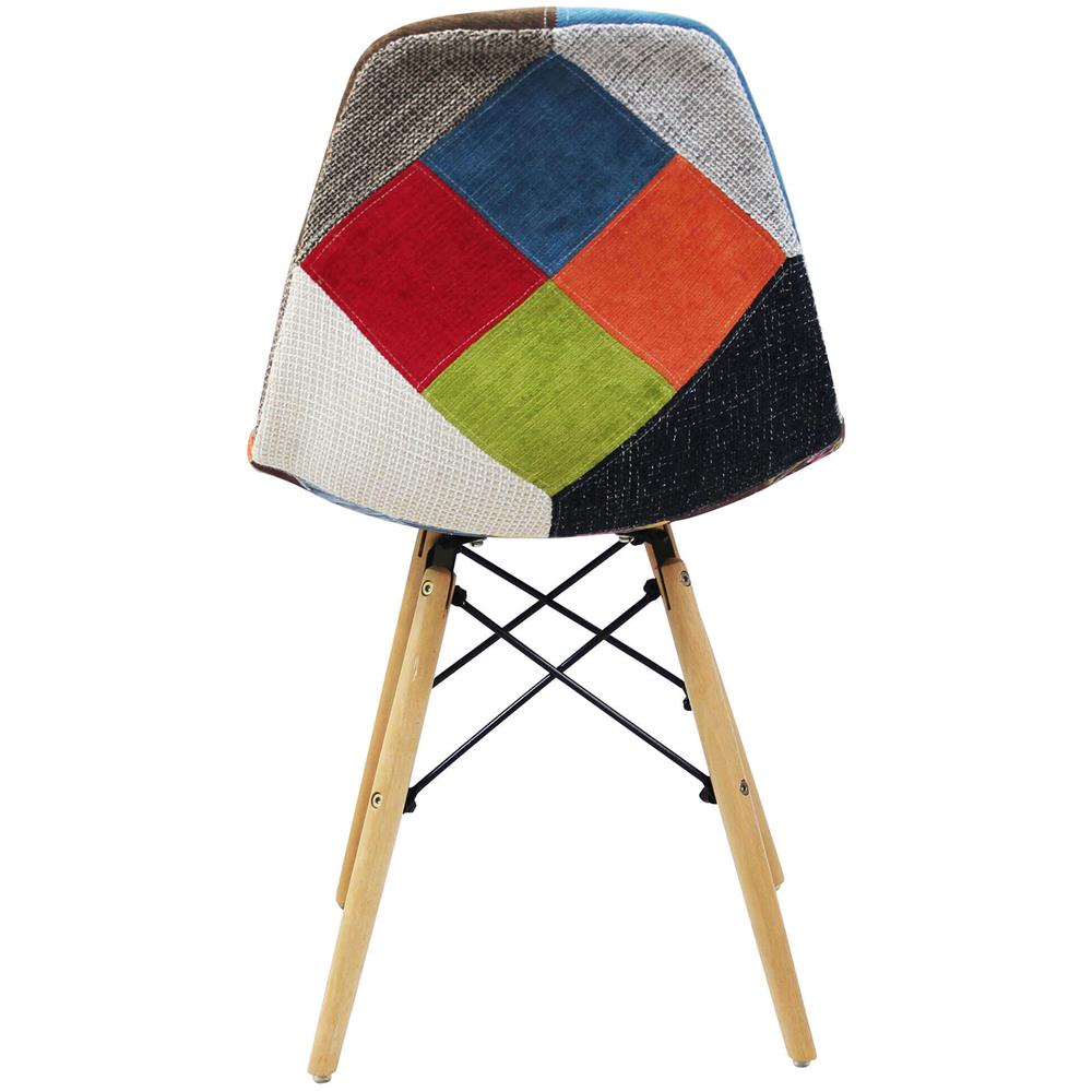 BUYBUY Kit 2 Sedie serie Picasso in PP con seduta in spugna ricoperta con stoffa in stile patchwork, piedi in legno di faggio e metallo KITPIC002