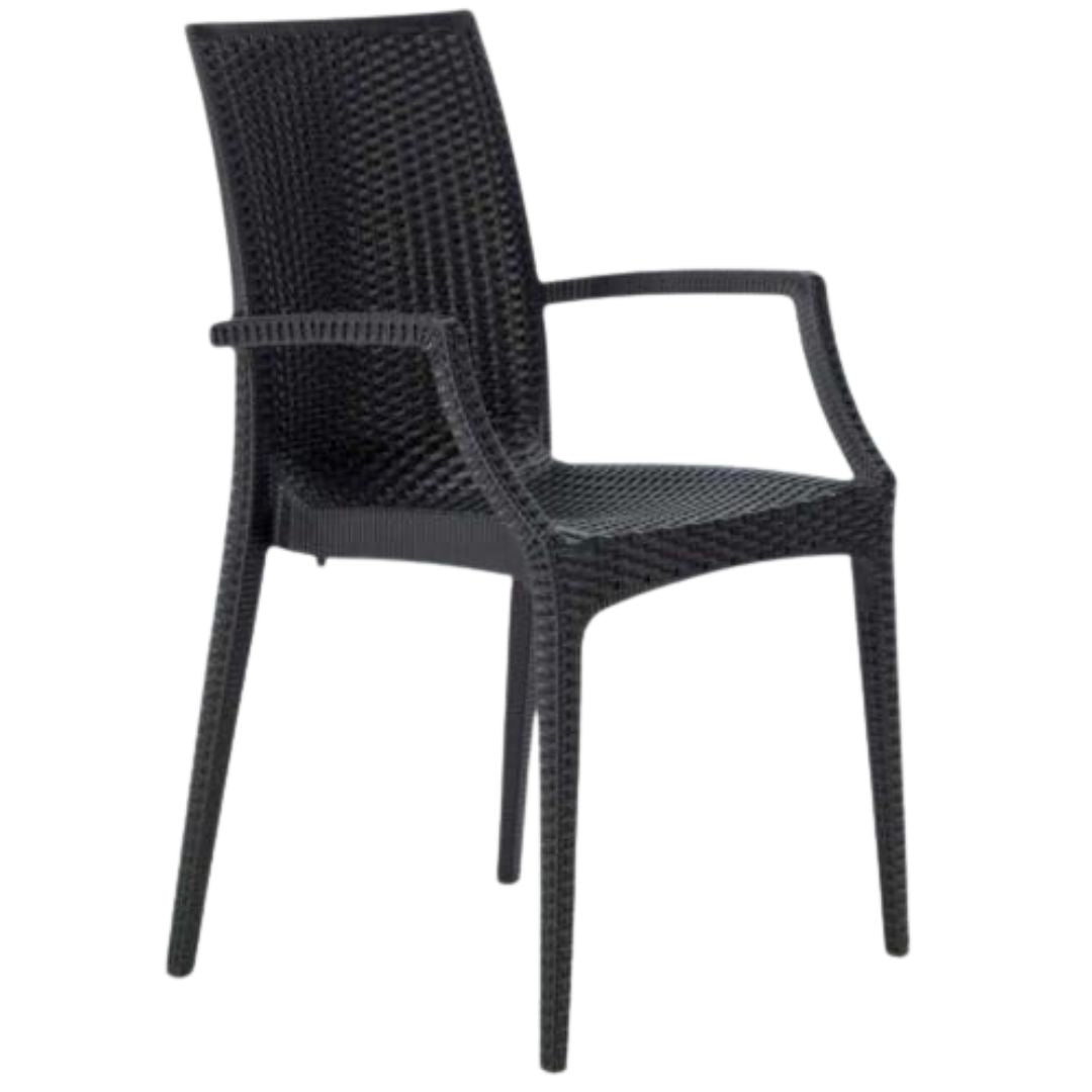 BUYBUY KIT 8 SEDIE NERE RATTAN CON BRACCIOLI