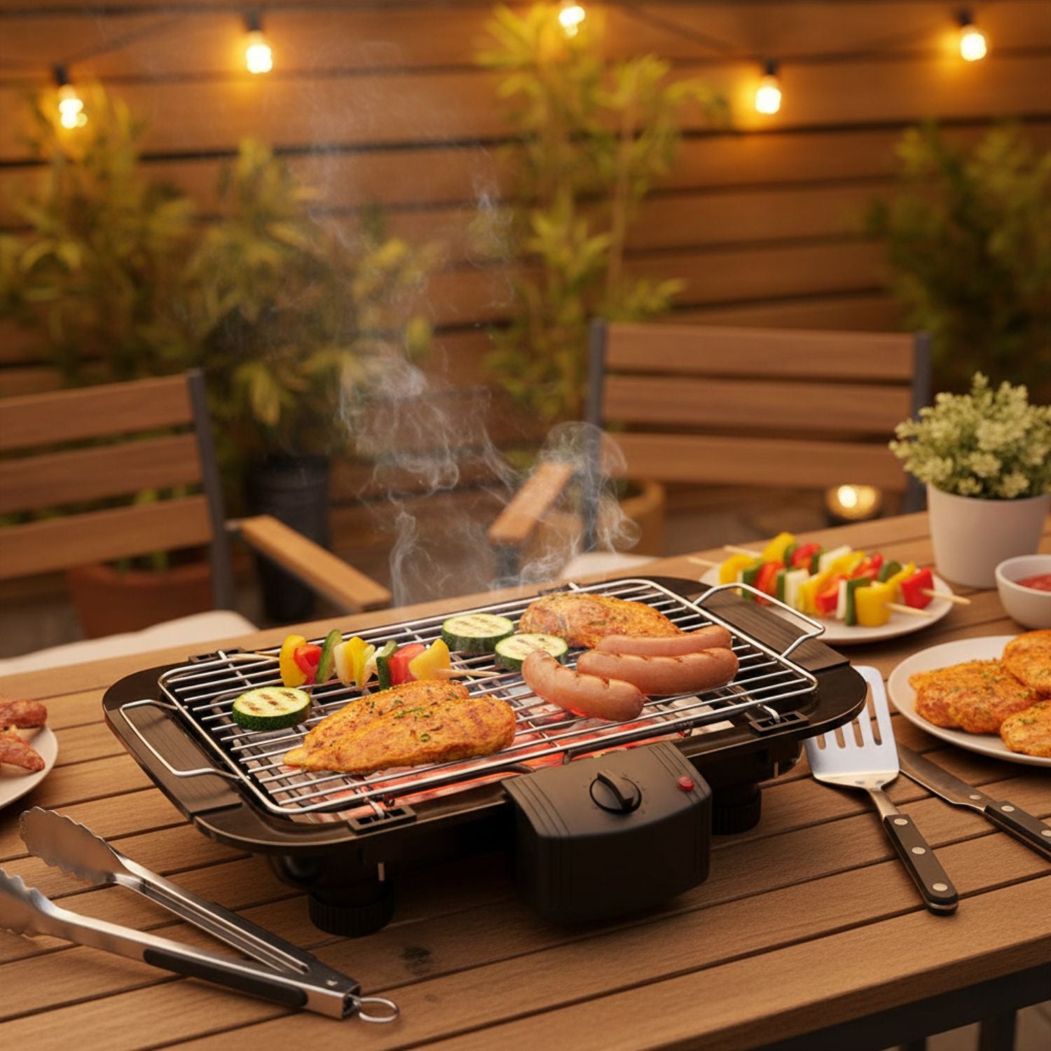 PYRAMIDEA Griglia Elettrica Bistecchiera e Barbecue per Interno ed Esterno 1800 W Colore Nero GR1800