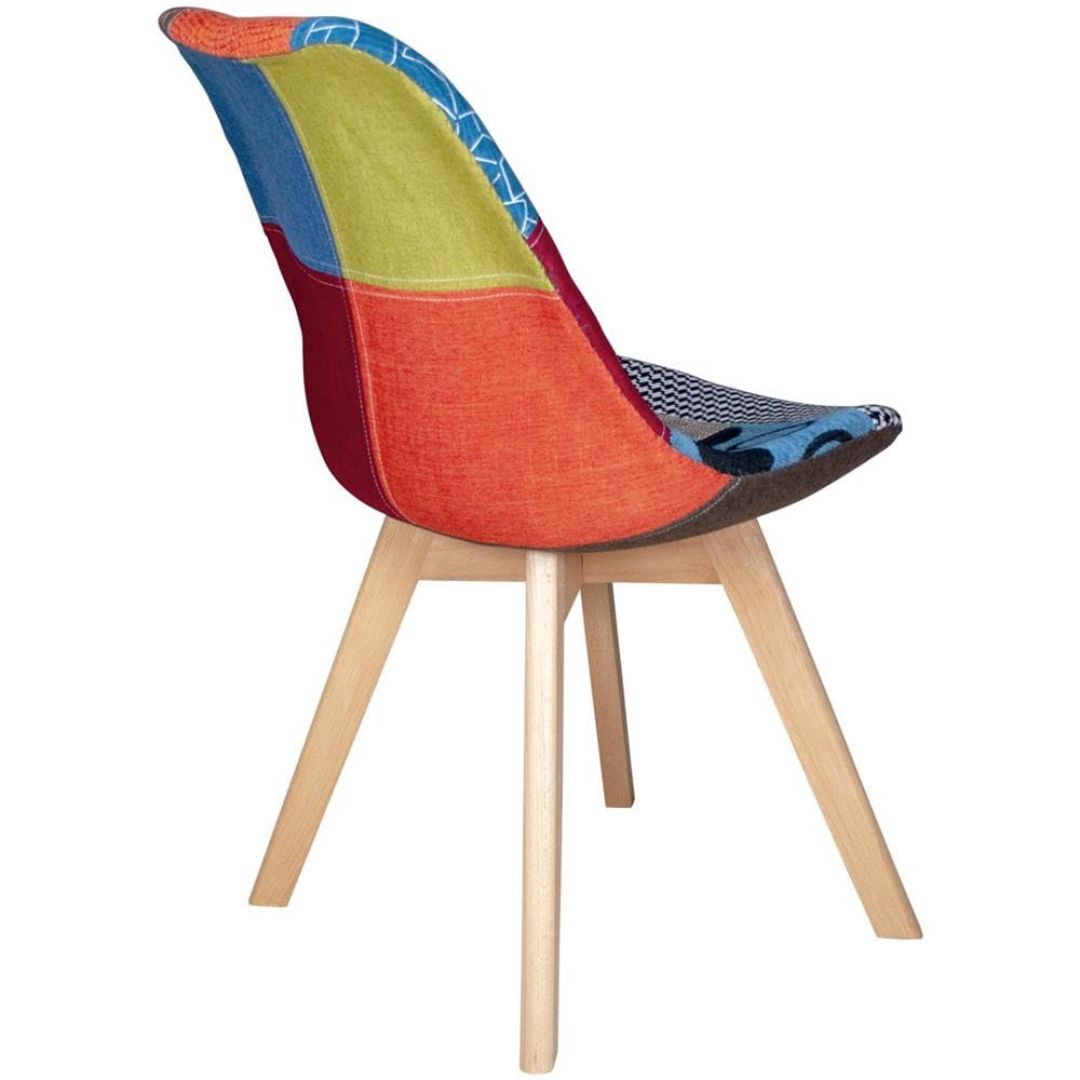 BUYBUY Sedia serie Picasso in PP con seduta in spugna ricoperta con stoffa in stile patchwork, piedi in legno di faggio e metallo Patchwork PIC003