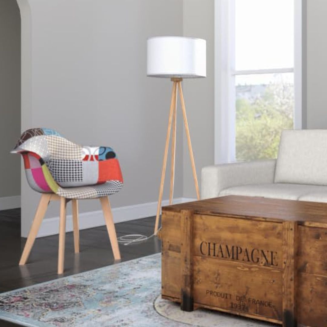 BUYBUY Poltroncina serie Picasso in PP con seduta in spugna ricoperta con stoffa in stile patchwork, piedi in legno di faggio Patchwork PIC006