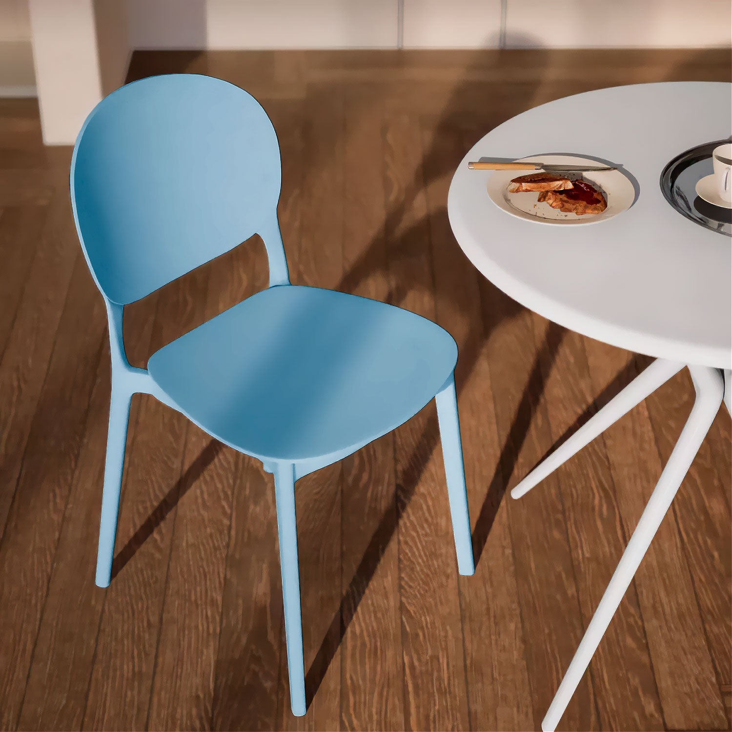 BUYBUY Sedia Torino in PP , robusta e moderna, impilabili Blu TOR001LB