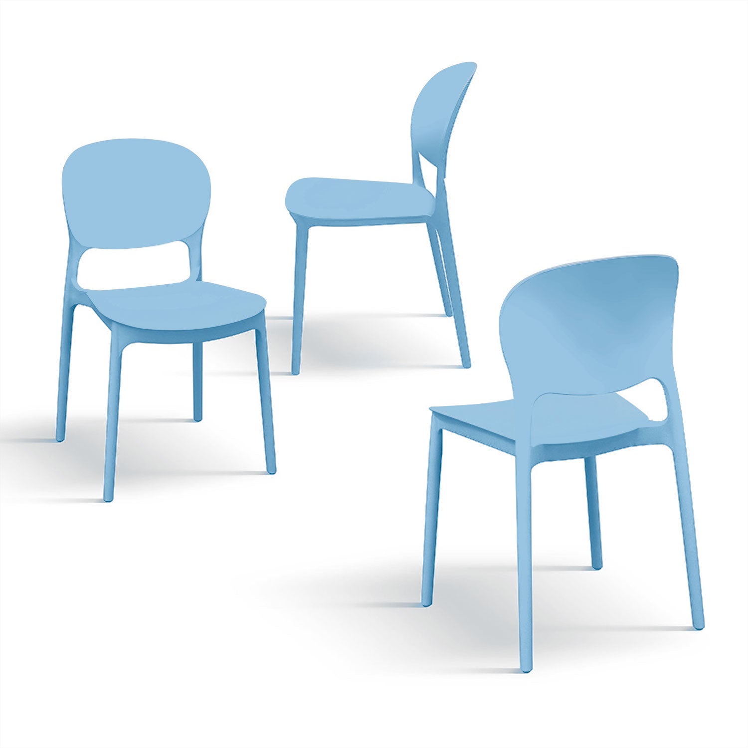 BUYBUY Sedia Torino in PP , robusta e moderna, impilabili Blu TOR001LB