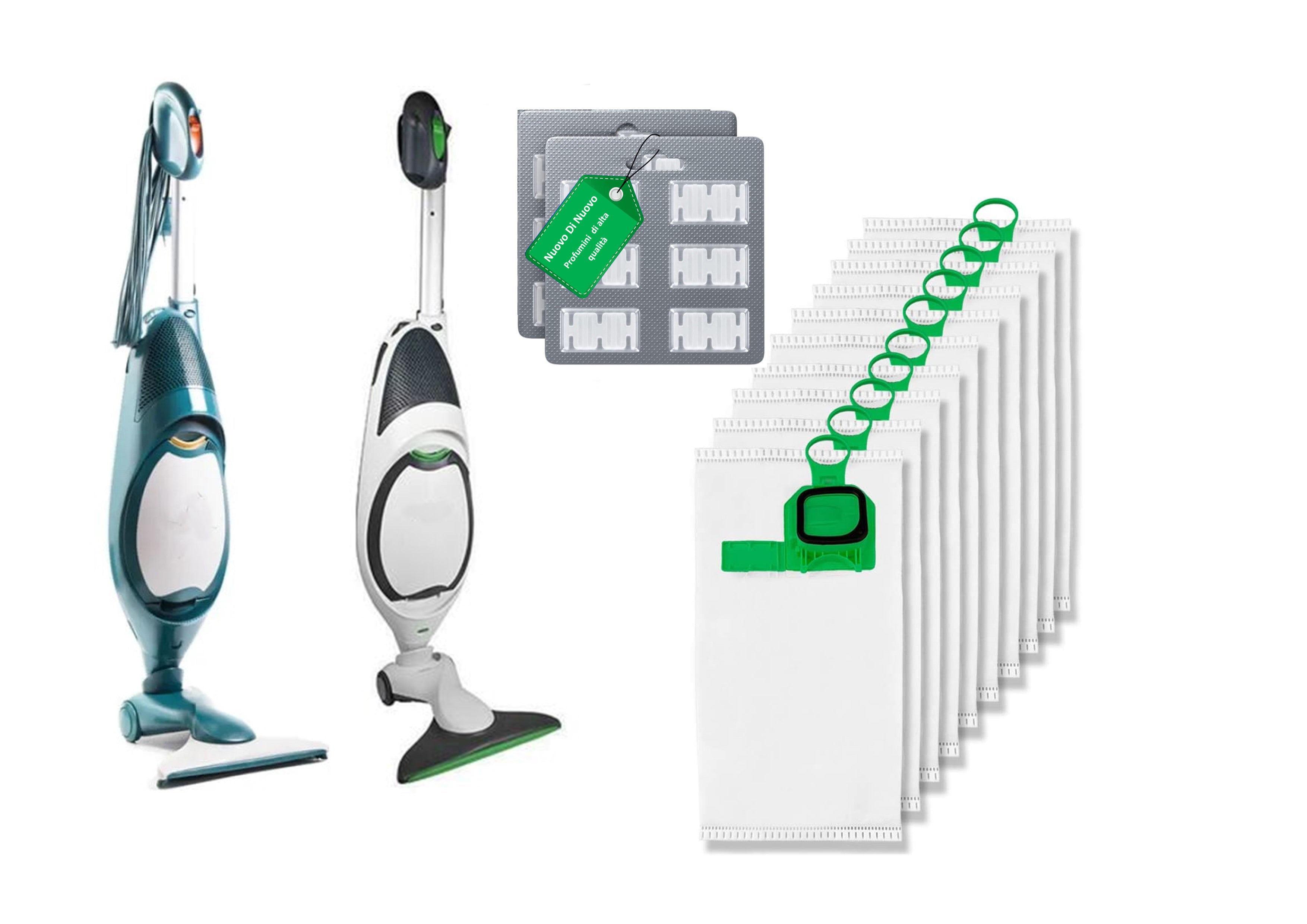Kit 12 Sacchetti compatibili per Folletto VK140/150 MCS003B, 12 Profumi MCS009A
