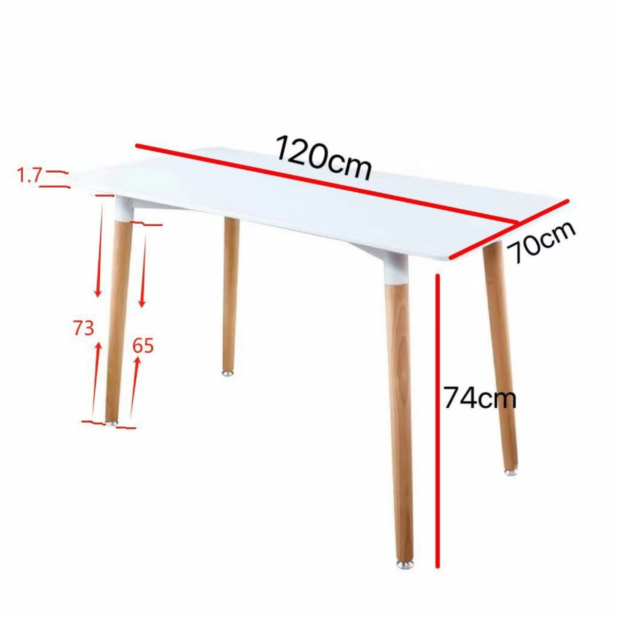BUYBUY Tavolo in Legno 120 x 70 cm. con piedi in faggio Bianco con piedi in Faggio PGL001