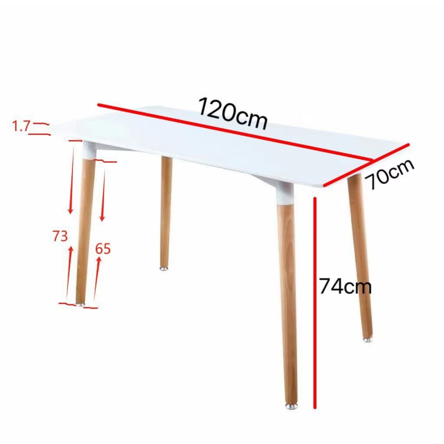 BUYBUY Tavolo in Legno 120 x 70 cm. con piedi in faggio Bianco con piedi in Faggio PGL001