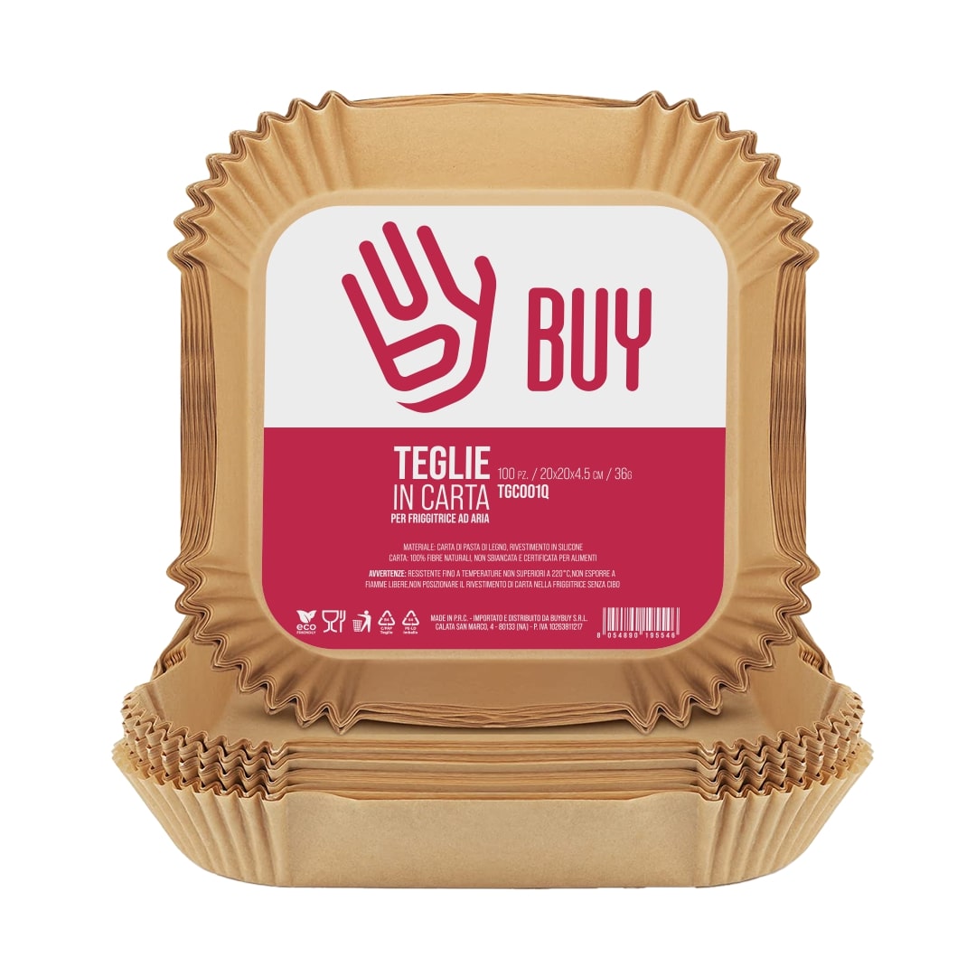 BUYBUY Teglie carta quadrate x friggitrici aria confezione da 1000 pezzi TGC001Q