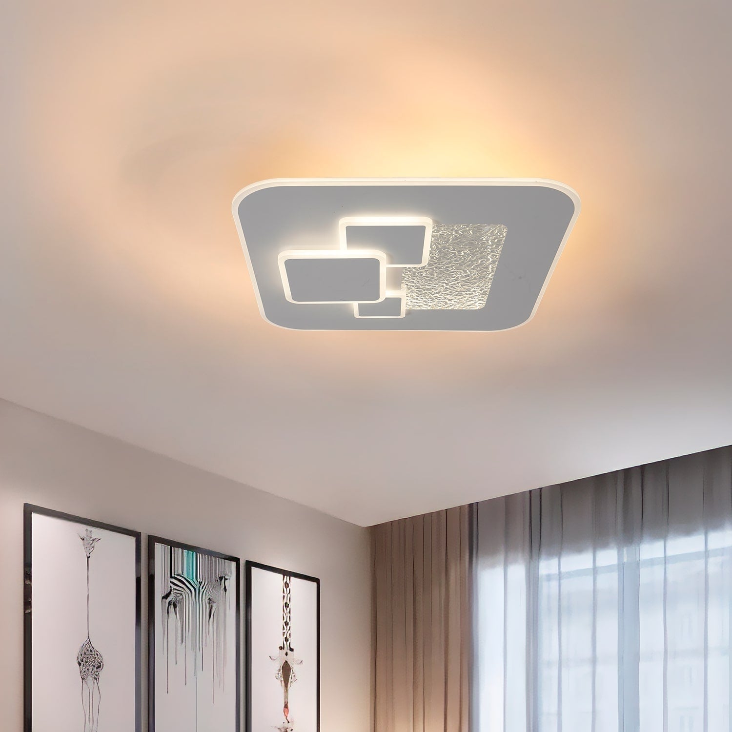 BUYBUY Lampadario LED 60W, Telecomando 2.4G, Luce Regolabile 2200lm BBLED002