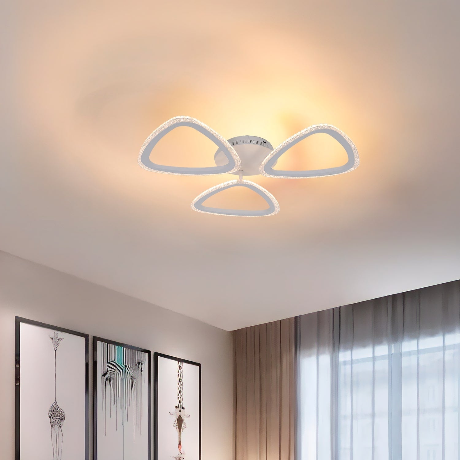 BUYBUY Lampadario LED 53W, Telecomando 2.4G, Luce Regolabile 6300lm BBLED011