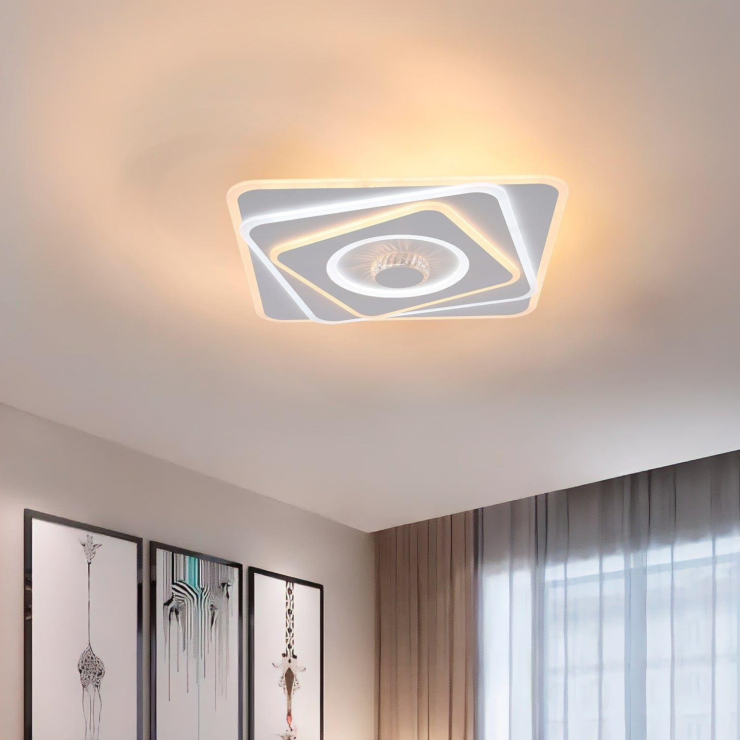 BUYBUY Lampadario LED 100W, Telecomando 2.4G, Luce Regolabile 6800lm BBLED028