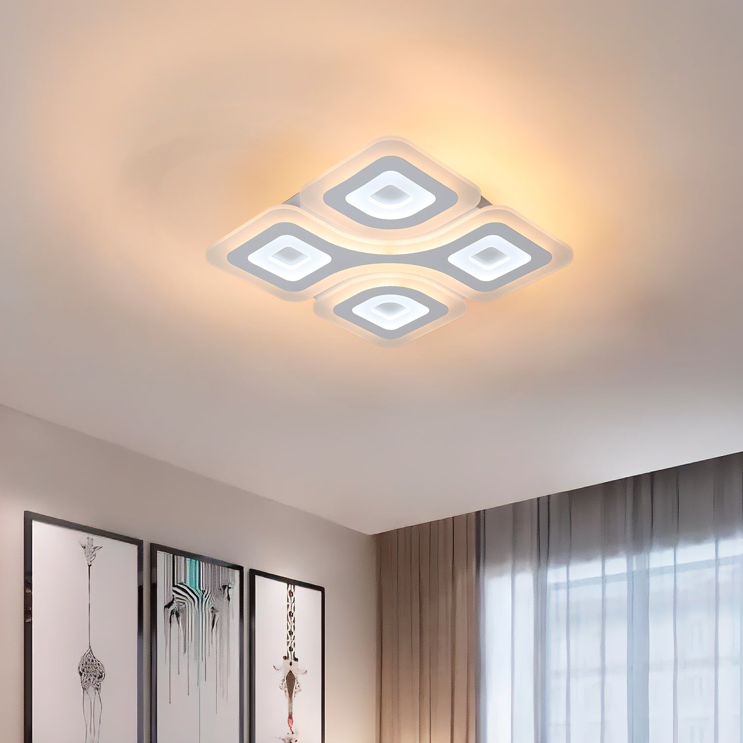 BUYBUY Lampadario LED 95W, Telecomando 2.4G, Luce Regolabile 6400lm BBLED030