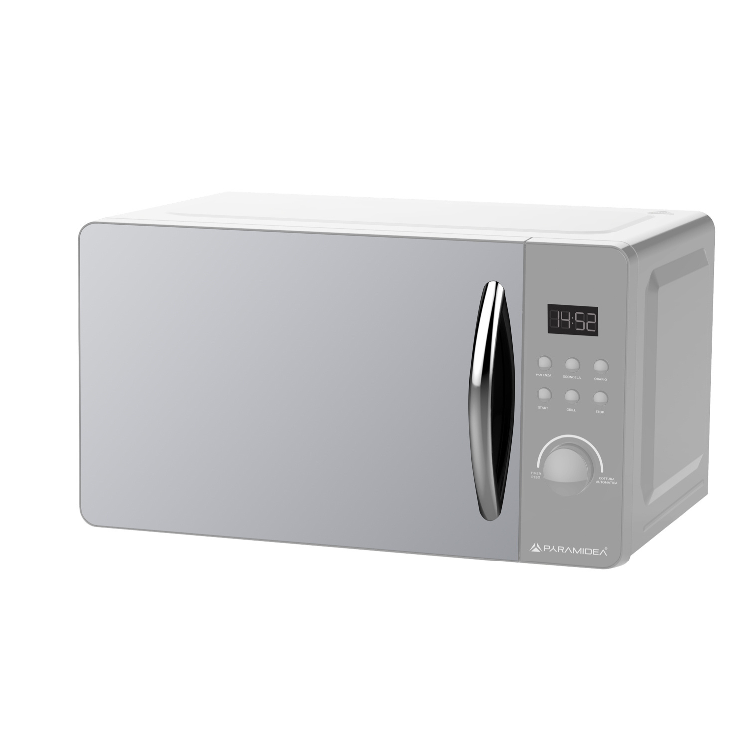 PYRAMIDEA Forno a Microonde Digitale con Porta a Specchio 20L Potenza 800W Colore Silver FOM202S