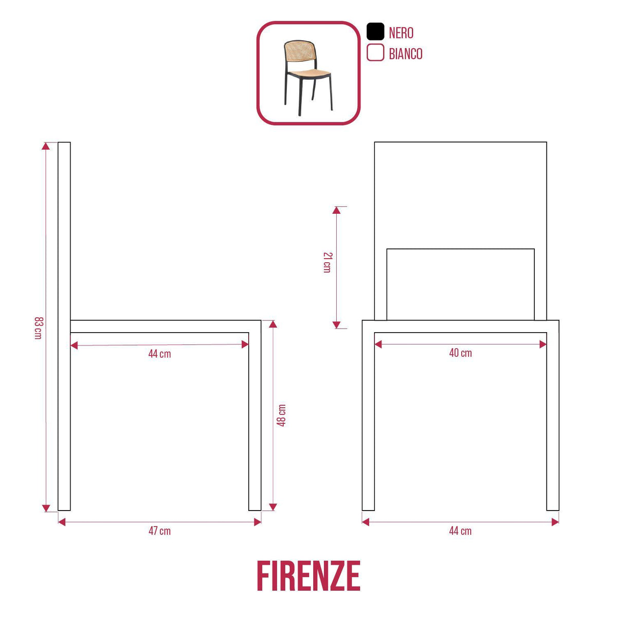 BUYBUY KIT 4 SEDIE FIRENZE NERE