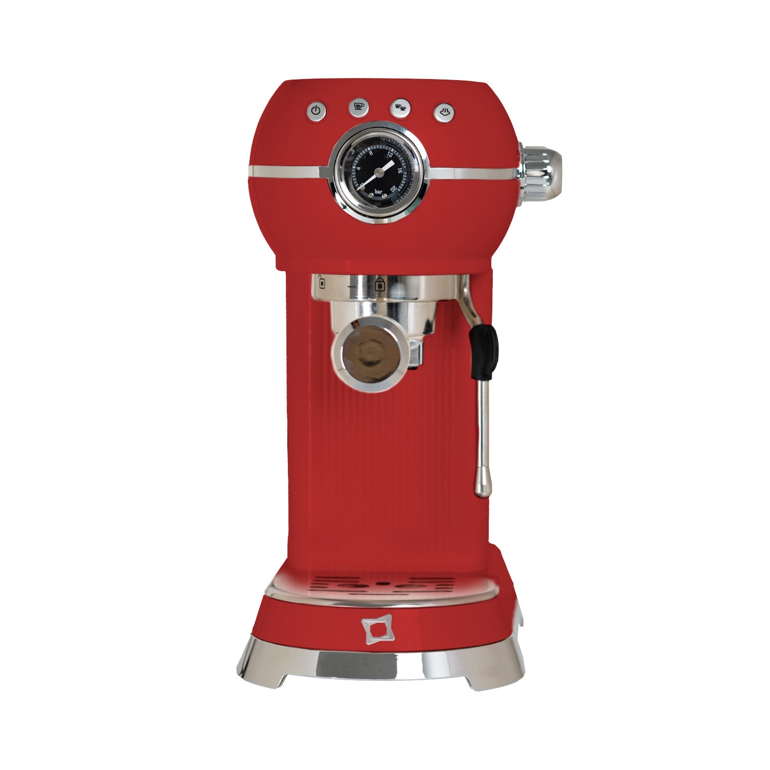 FIRST CLASS Macchina caffè Rossa Stile Vintage con Corpo in Acciaio