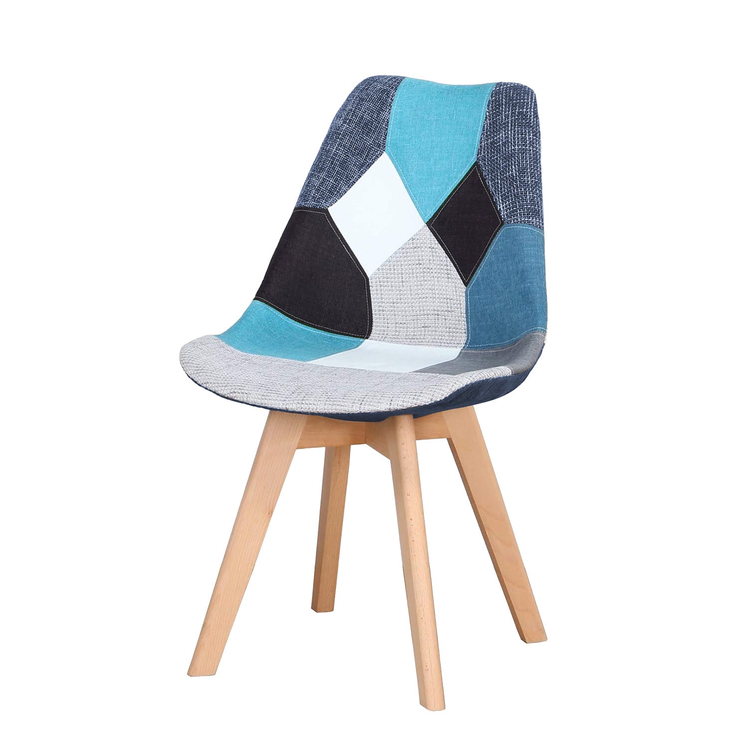 BUYBUY Sedia serie Picasso in PP con seduta in spugna ricoperta con stoffa in stile patchwork, piedi in legno di faggio e metallo Patchwork PIC014