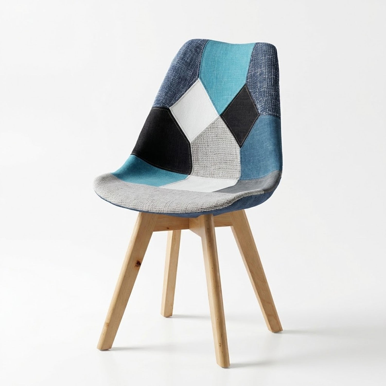 BUYBUY Sedia serie Picasso in PP con seduta in spugna ricoperta con stoffa in stile patchwork, piedi in legno di faggio e metallo Patchwork PIC014