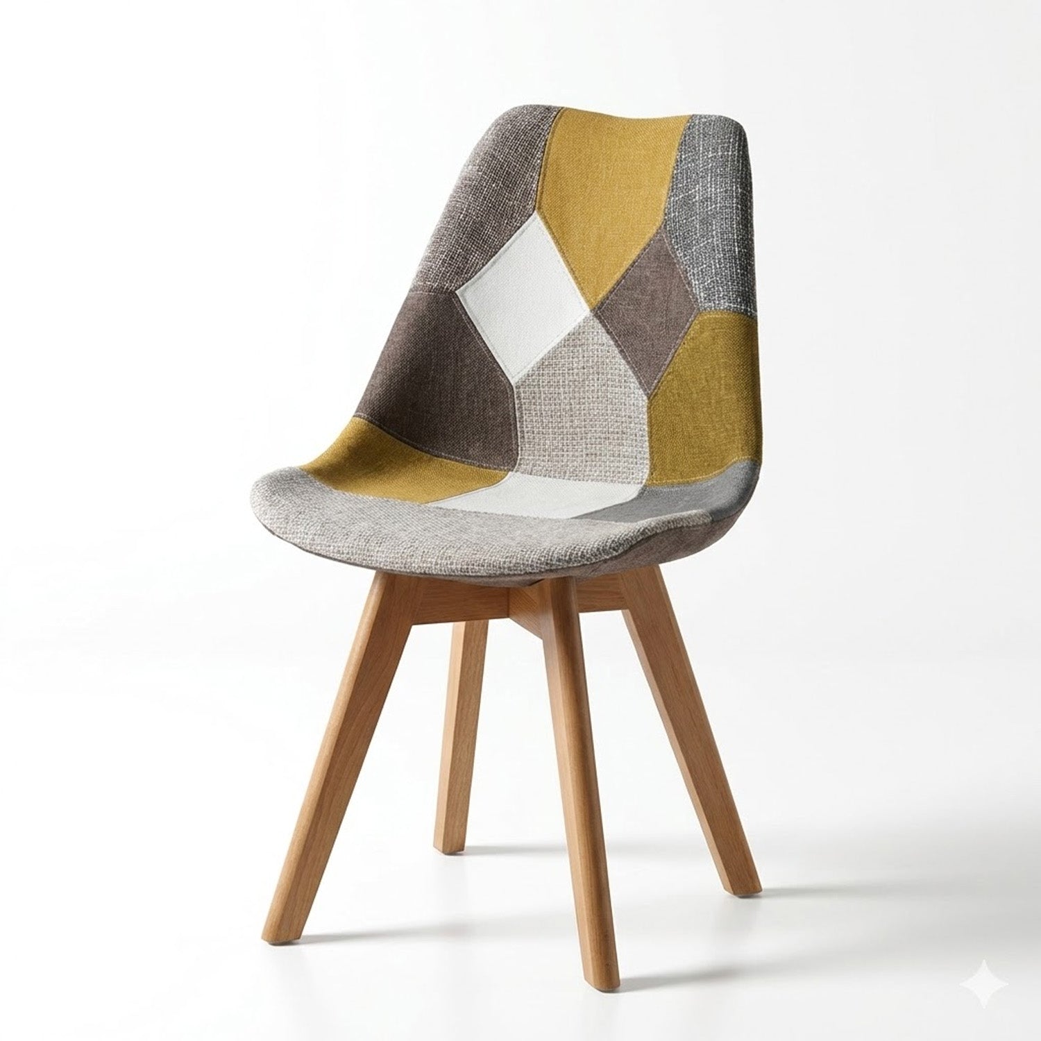 BUYBUY Sedia serie Picasso in PP con seduta in spugna ricoperta con stoffa in stile patchwork, piedi in legno di faggio e metallo Patchwork PIC024