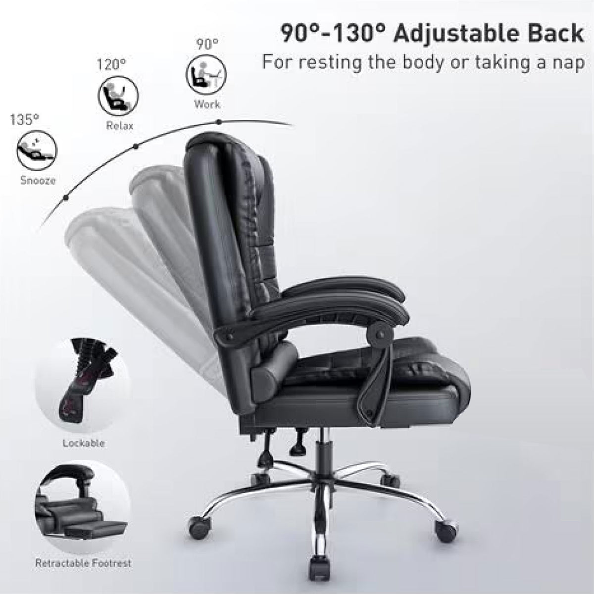 buybuy Sedia da Ufficio Professionale Colore Nero con Schienale Reclinabile OC14B