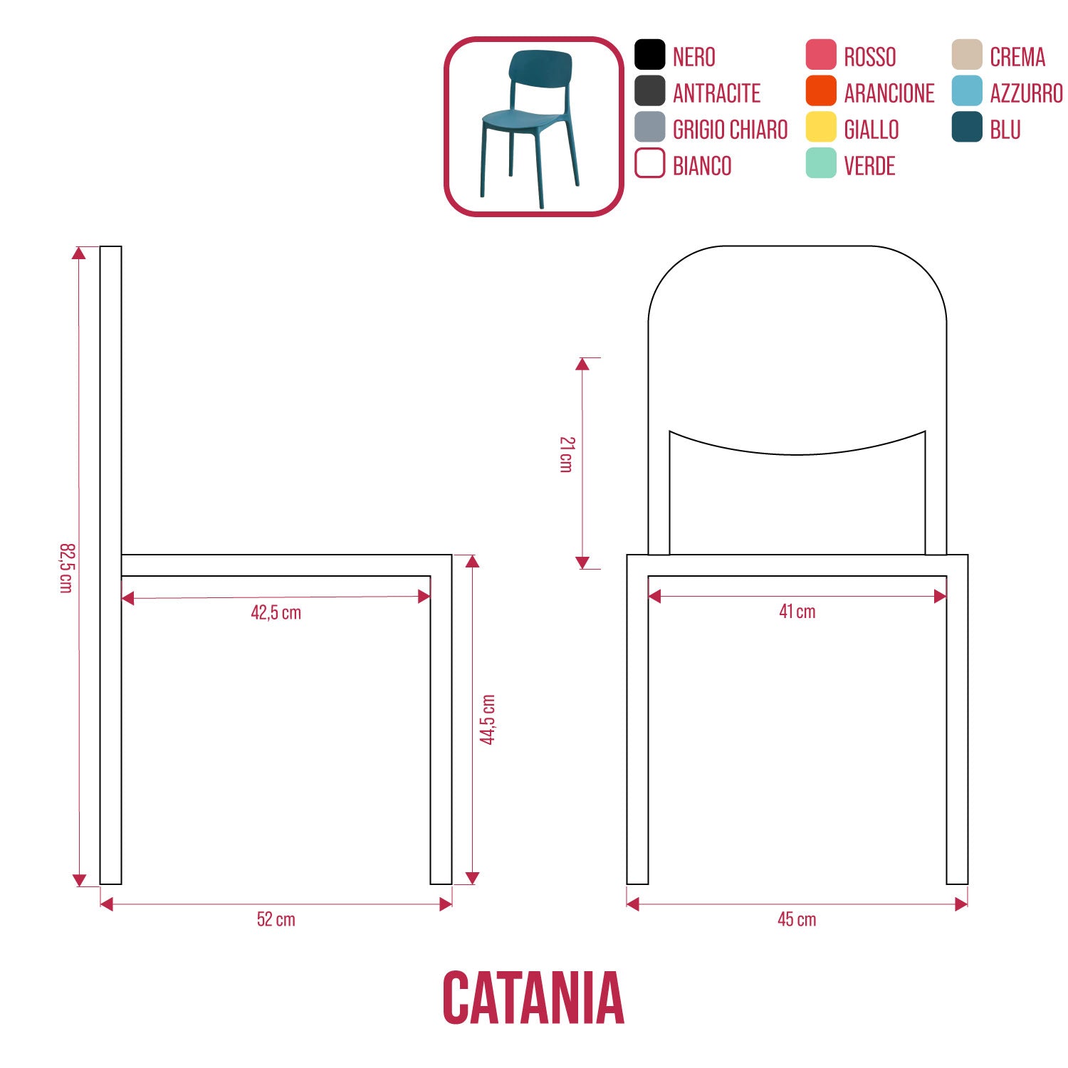 buybuy Sedia Catania Colore Bianco CTN02W