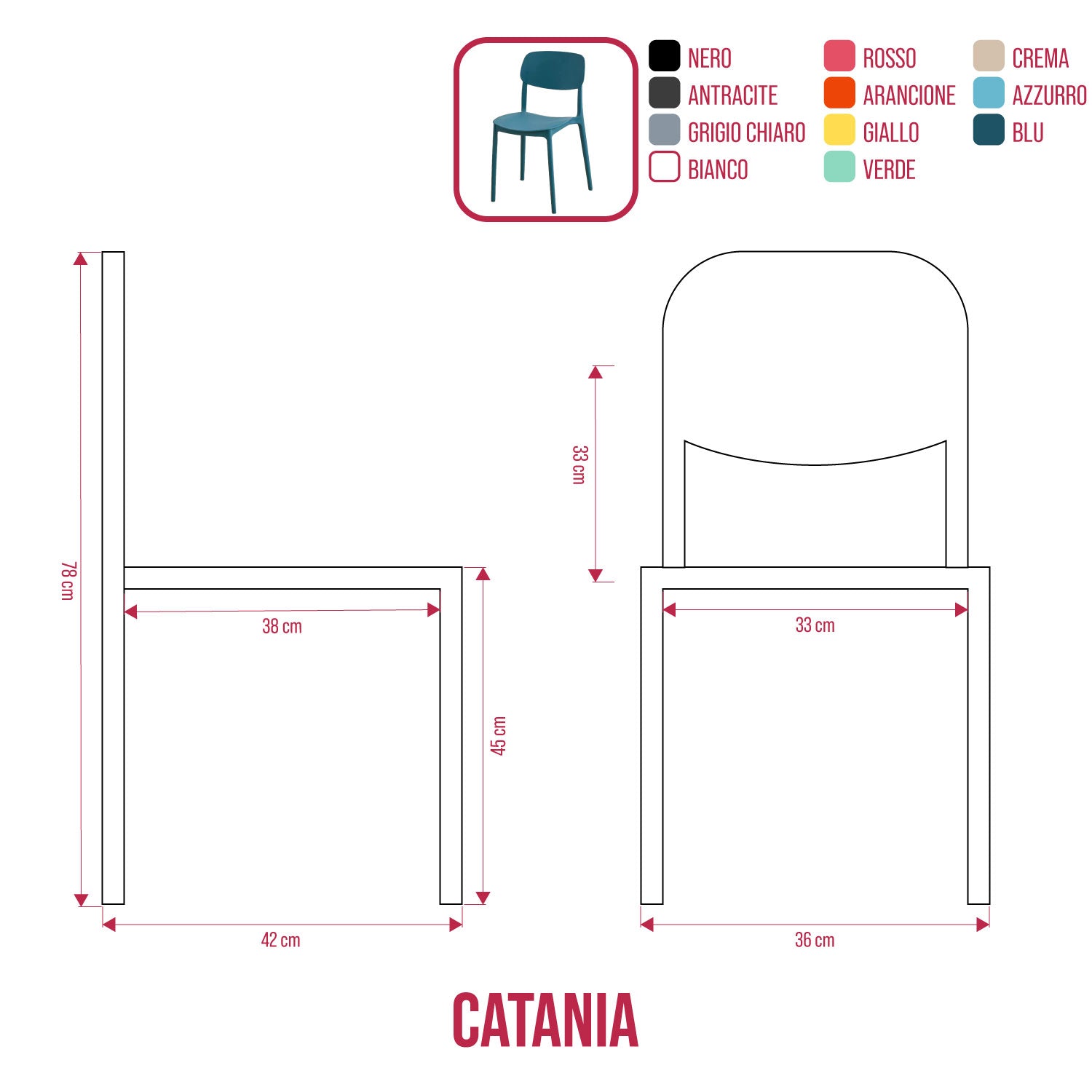 buybuy Sedia Catania Colore Rosso CTN08R