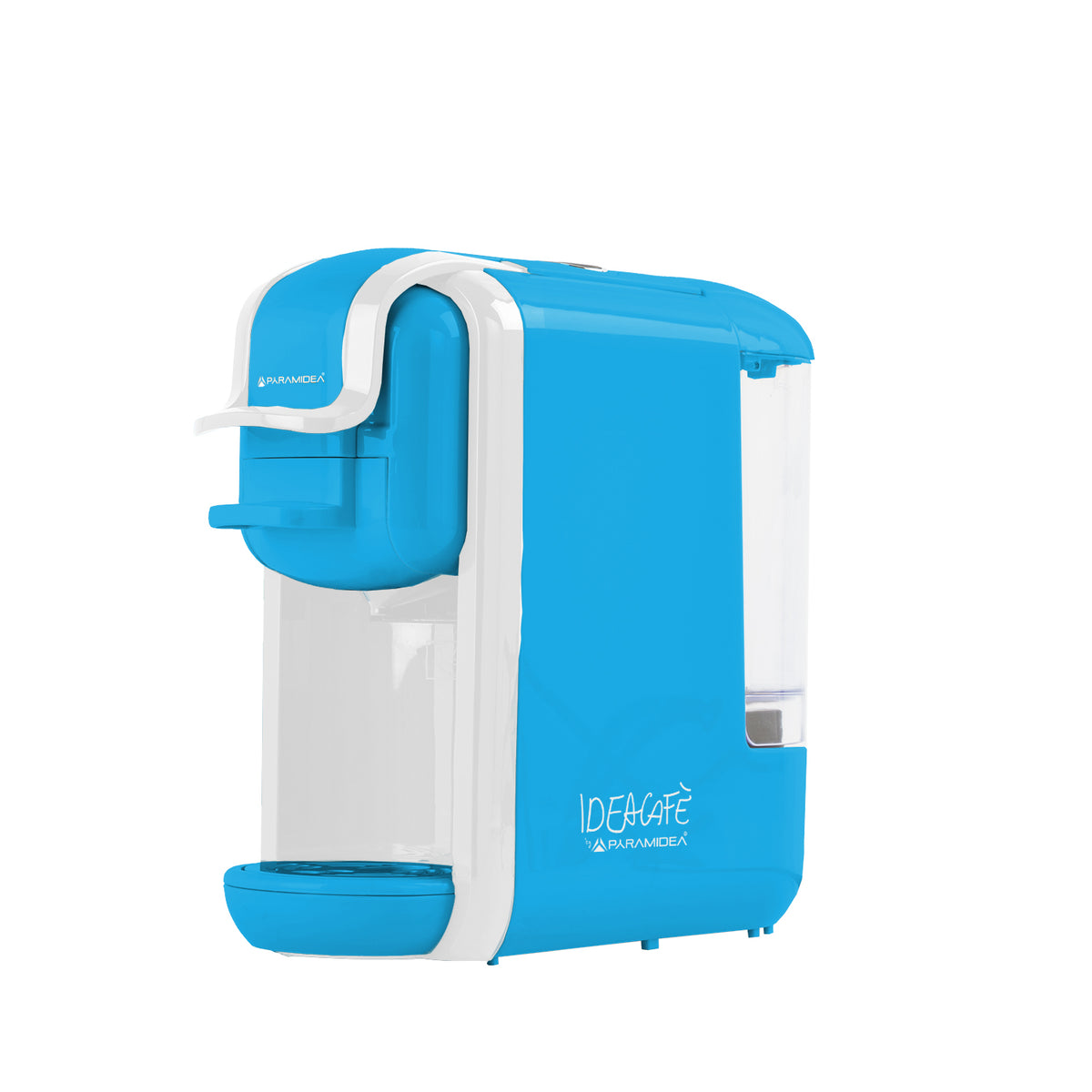 PYRAMIDEA Macchina per Caffè 3 in 1 Compatibile Nespresso Dolcegusto e Cialde Bevande Fredde da 0,6L Azzura e Bianca