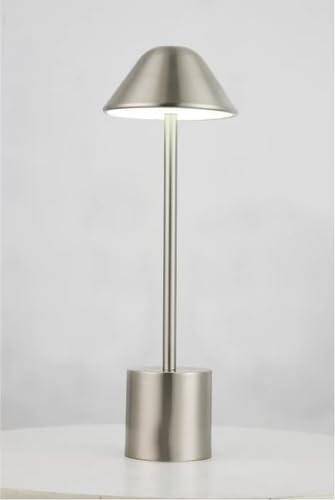 PYRAMIDEA Lampada Argento da Tavolo Senza Fili Ricaricabile con Presa USB, 3 Luci Led Diversa Intensità LRP12S