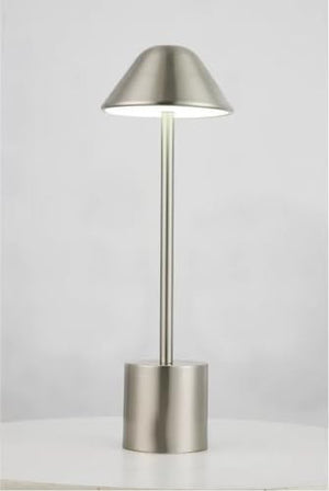 PYRAMIDEA Lampada Argento da Tavolo Senza Fili Ricaricabile con Presa USB, 3 Luci Led Diversa Intensità LRP12S
