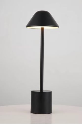 PYRAMIDEA Lampada Nera da Tavolo Senza Fili Ricaricabile con Presa USB, 3 Luci Led Diversa Intensità LRP12N