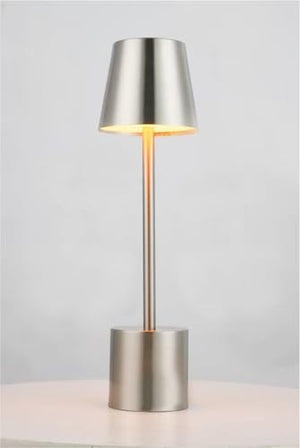 PYRAMIDEA Lampada Argento da Tavolo Senza Fili Ricaricabile con Presa USB, 3 Luci Led Diversa Intensità LRP11S
