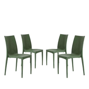 set da 4 Sedie In Plastica Da Giardino E Da Esterno Stile Rattan Verde