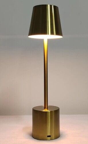 PYRAMIDEA Lampada Oro da Tavolo Senza Fili Ricaricabile con Presa USB, 3 Luci Led Diversa Intensità LRP11G