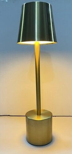 PYRAMIDEA Lampada Oro da Tavolo Senza Fili Ricaricabile con Presa USB, 3 Luci Led Diversa Intensità LRP11G