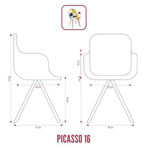BUYBUY Poltroncina serie Picasso in PP Seduta in spugna ricoperta con stoffa Stile patchwork, piedi in faggio e metallo Colori freddi PIC016