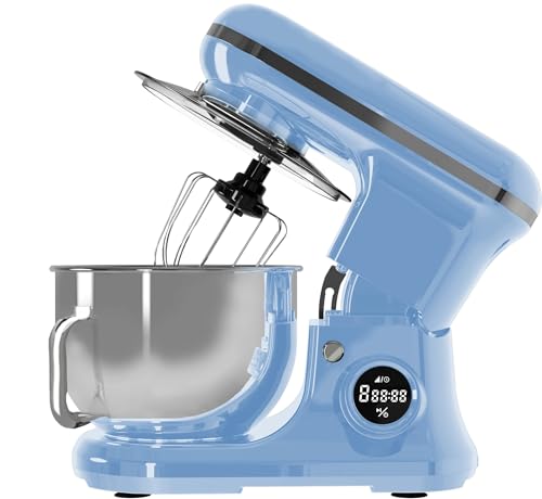 PYRAMIDEA Impastatrice con Display Digitale  8 velocità Testa Sollevabile 1200W con  Funzione Pulse Capienza 5,2L Colore Azzurro IP5200LB