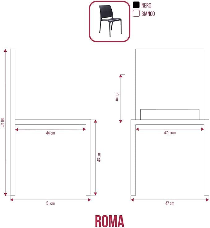 BUYBUY KIT 8 SEDIE ROMA NERE