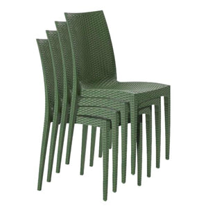 set da 4 Sedie In Plastica Da Giardino E Da Esterno Stile Rattan Verde