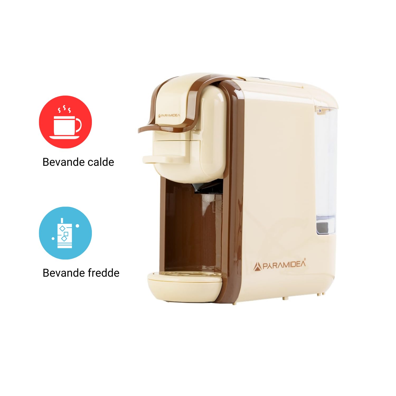 PYRAMIDEA Macchina per Caffè  3 in 1 Compatibile Nespresso Dolcegusto e Cialde Bevande Fredde da 0,6L Silver