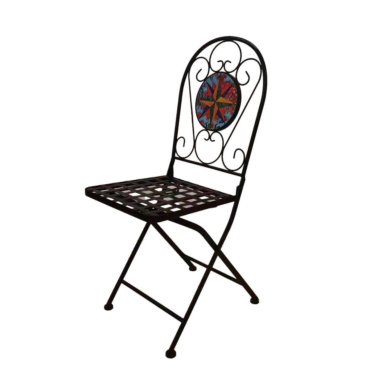 BUYBUY Kit 2 Sedie e Tavolo Quadrato in Ferro Battuto Mosaiko MOKIT024