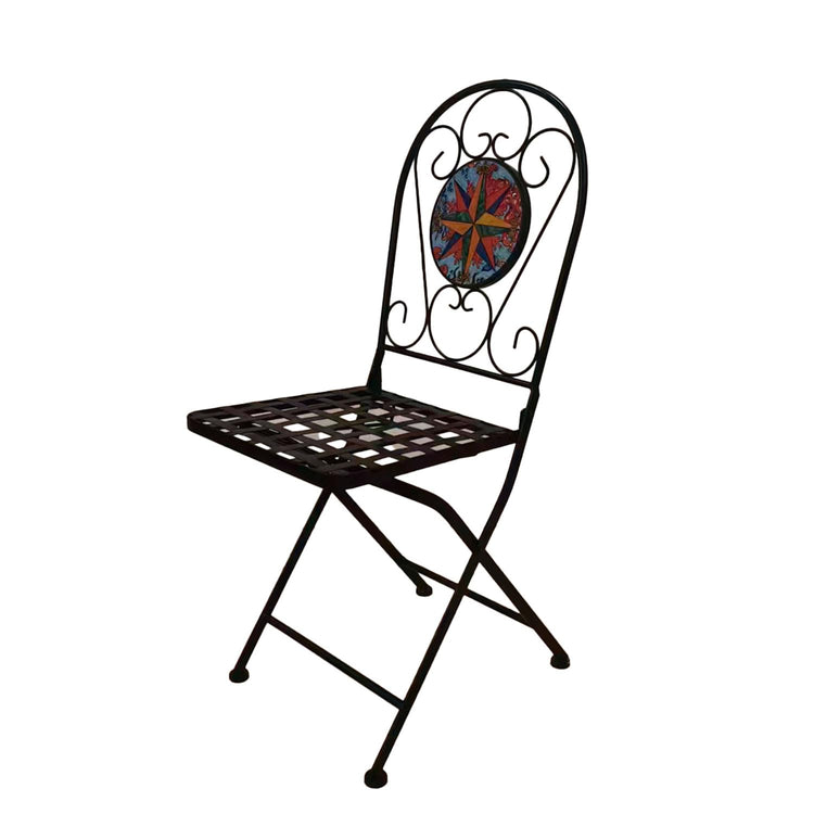 BUYBUY Kit 2 Sedie e Tavolo Quadrato in Ferro Battuto Mosaiko MOKIT024