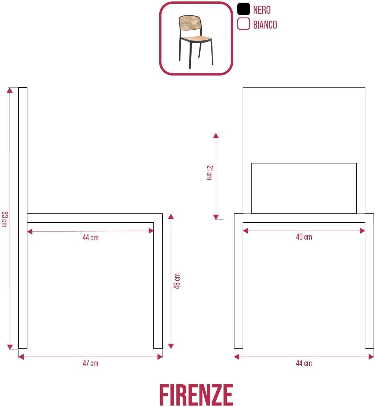 BUYBUY KIT 12 SEDIE FIRENZE NERE