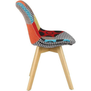 BUYBUY Sedia serie Picasso  in PP con seduta in spugna ricoperta con stoffa in stile patchwork, piedi in legno di faggio Patchwork PIC004