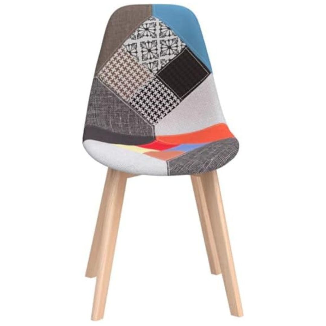 BUYBUY Sedia serie Picasso  in PP con seduta in spugna ricoperta con stoffa in stile patchwork, piedi in legno di faggio Patchwork PIC004
