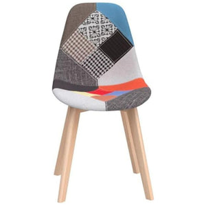 BUYBUY Sedia serie Picasso  in PP con seduta in spugna ricoperta con stoffa in stile patchwork, piedi in legno di faggio Patchwork PIC004