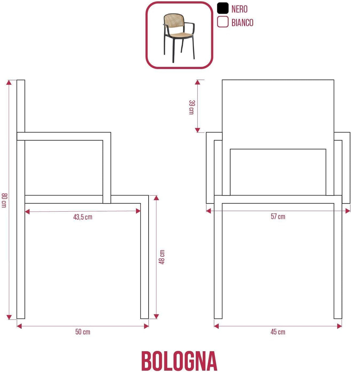 BUYBUY KIT 4 SEDIE BOLOGNA BIANCHE